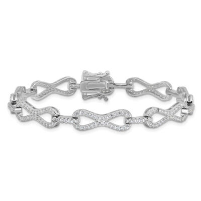 【中古】 Charms ＆ Knots Griffiths 925 Sterling Silver CZ Infinity Love Knot Link Chain