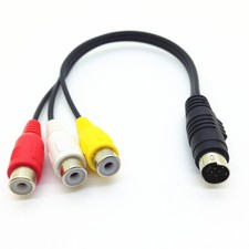 S-Video 7 Pin Mini DIN TV To 3 RCA Female RGB Component Cable Video Converter
