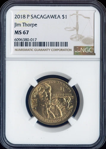 2018 P Native Sacagawea Dollar $1 NGC MS 67 Jim Thorpe Quality✔️