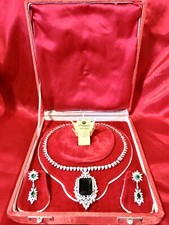 Royal Emerald Diamond Jewelry Set Necklace and Earrings 925 Perfect for Gift