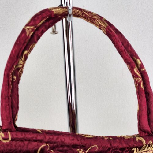 Asian 7 x 8 Red & Gold Satin Print Small Purse Handbag Bag Zipper Close - Picture 3 of 12