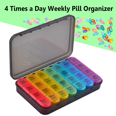 4 Times a Day Weekly Pill Organizer Daily Case 7 Day Box Storage Portable Travel
