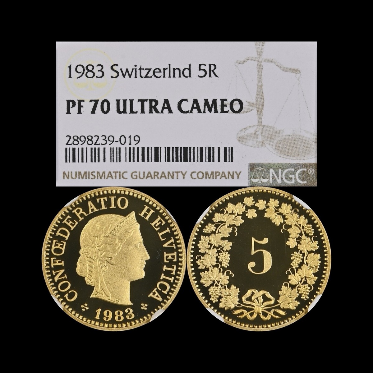 SWITZERLAND. 1983, 5 Rappen - NGC PF70 - Top Pop🥇 Libertas, RARE