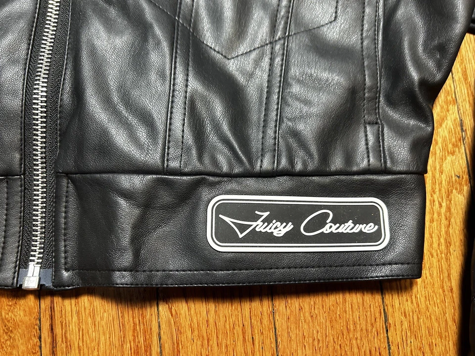 Chaqueta de motocicleta Juicy Couture recortada negra para mujer pequeña ¡NUEVA CON ETIQUETAS! Foto 3 de 4