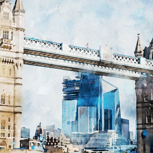 London Tower bridge painting, watercolour Artwork, Print, unique gift, free p&p - Picture 7 of 7
