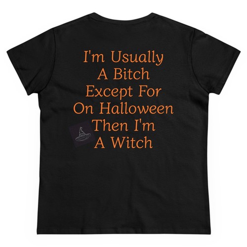 Halloween Tee, Women's Cotton Tshirt, Funny Halloween Shirt, Witch, Halloween - Picture 2 of 7