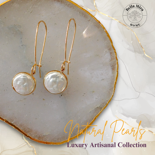 Collar o pendientes colgantes con capa de perlas naturales para monedas de regalo enchapados en oro de 18k - Imagen 8 de 9