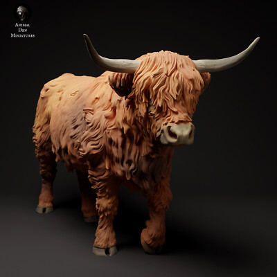 Highland Cow Resin 3d printed Model Railroad Diorama Unpainted Figure Farm Bull