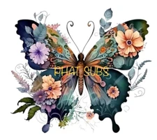 Sublimation Print Floral Butterfly Ready To Press Heat Transfer