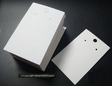 100 White earring jewelry display cards pierced earrings peg hook ready JD034sB