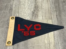 VINTAGE Blue/Red LYC '55 Yacht Club Sewn Letter Burgee Pennant Flag 12 Inches