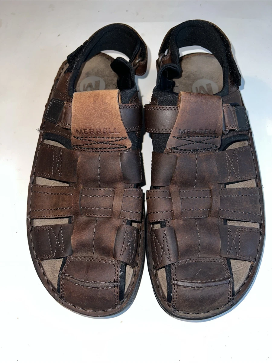 Merrell Telluride Wrap Mens 13 Clay Brown Leather Fisherman Hiking Sandals Merrell Leather Upper Fisherman Sandals for Men for sale | eBay main image 4