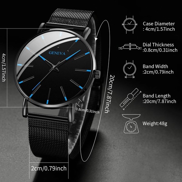 Reloj de Hombre A Prueba de Agua Acero Inoxidable Cuarzo Luminoso Clásico Negocios 2