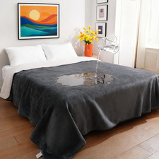 Waterproof Blanket for Bed  Couch, Reversible Soft Sherpa Fleece Flannel Throw