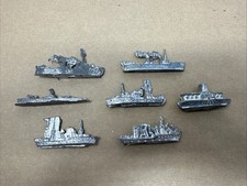 Lot Unpainted Flat Lead Naval Battleships- Cast Toy Soliders