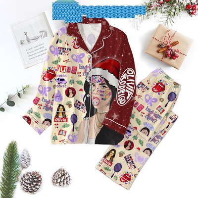 Olivia Rodrigo I Want Get Him Back Merry Christmas Satin Pajamas Set