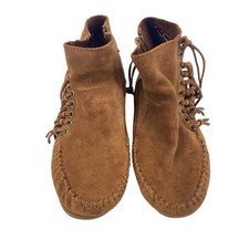 Minnetonka Size 8 Dusty Brown Suede Leather Willow Moccasin Boots M560