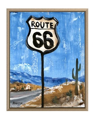 Atherton 11x14 Original Americana Abstract Painting ''Route 66 Sign'' hand signed