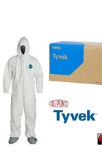 Dupont Tyvek 3XL.  TY122S 400 Dispos Coverall attach hood /Boots BOX 25 FREE SHP