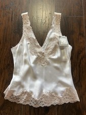 Vintage Oscar de la Renta Lace Trim Silk Camisole 36 Ivory Made in USA NWT
