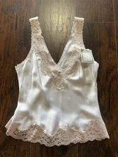Vintage Oscar de la Renta Lace Trim Silk Camisole 36 Ivory Made in USA NWT