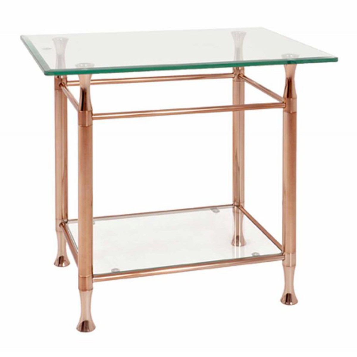 Table d'appoint 2 niveaux Hyva 58cm coloris cuivre pour salon