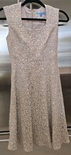Antonio Melani Semi Formal Dress SZ 0 Sleeveless Floral Lace Fitted Beige Tan