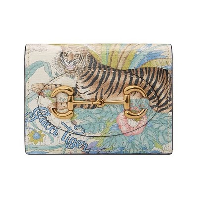 Gucci Printed Double-Fold Leather Wallet for Women 4.3×1.2×3.3 in