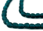 Teal Recycled Glass Beads 7mm Ghana African Sea Glass Blue Round Large Hole