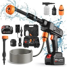 Portable Cordless Car High Pressure Washer Jet Water Wash Cleaner Gun +2 Battery