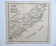 Karte von Zulu. Transval, Oranje-Freistaat, Buren, Capland, Holzstich um 1885
