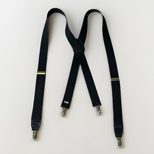 Black Adjustable elastic suspenders W/ Silver Clips Tux Accessories prom glam