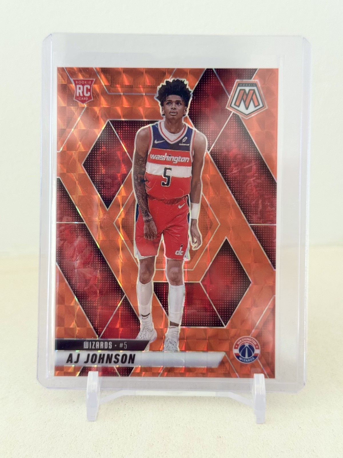 2024-25 Panini Mosaic - Rookies AJ Johnson #215 Orange Mosaic Prizm /249 (RC)