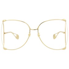 Gucci GG0252S 001 Gold Oversized Eyeglasses Frame NEW