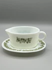 VINTAGE PYREX Green Spring Blossom Crazy Daisy Corning Gravy Boat & Under Plate