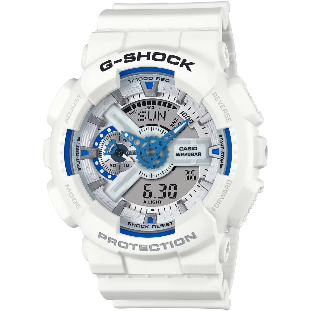 Casio Men's Watch G-Shock World Time Ana-Digi Dial White Strap GA