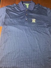 Men  s Hugo Boss Golf Navy Blue With Green Check Lines Polo Size XL