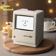Retro Maclock Macintosh Digital Alarm Clock - Classic Vintage Desktop Ornament