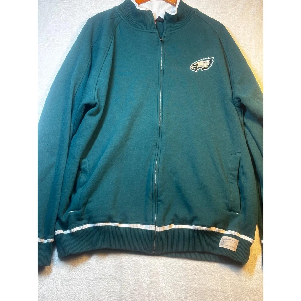 Chaqueta de Colección Reebok Philadelphia Eagles NFL Gridiron Clásica con Cremallera Verde 2XL Foto 3 de 4