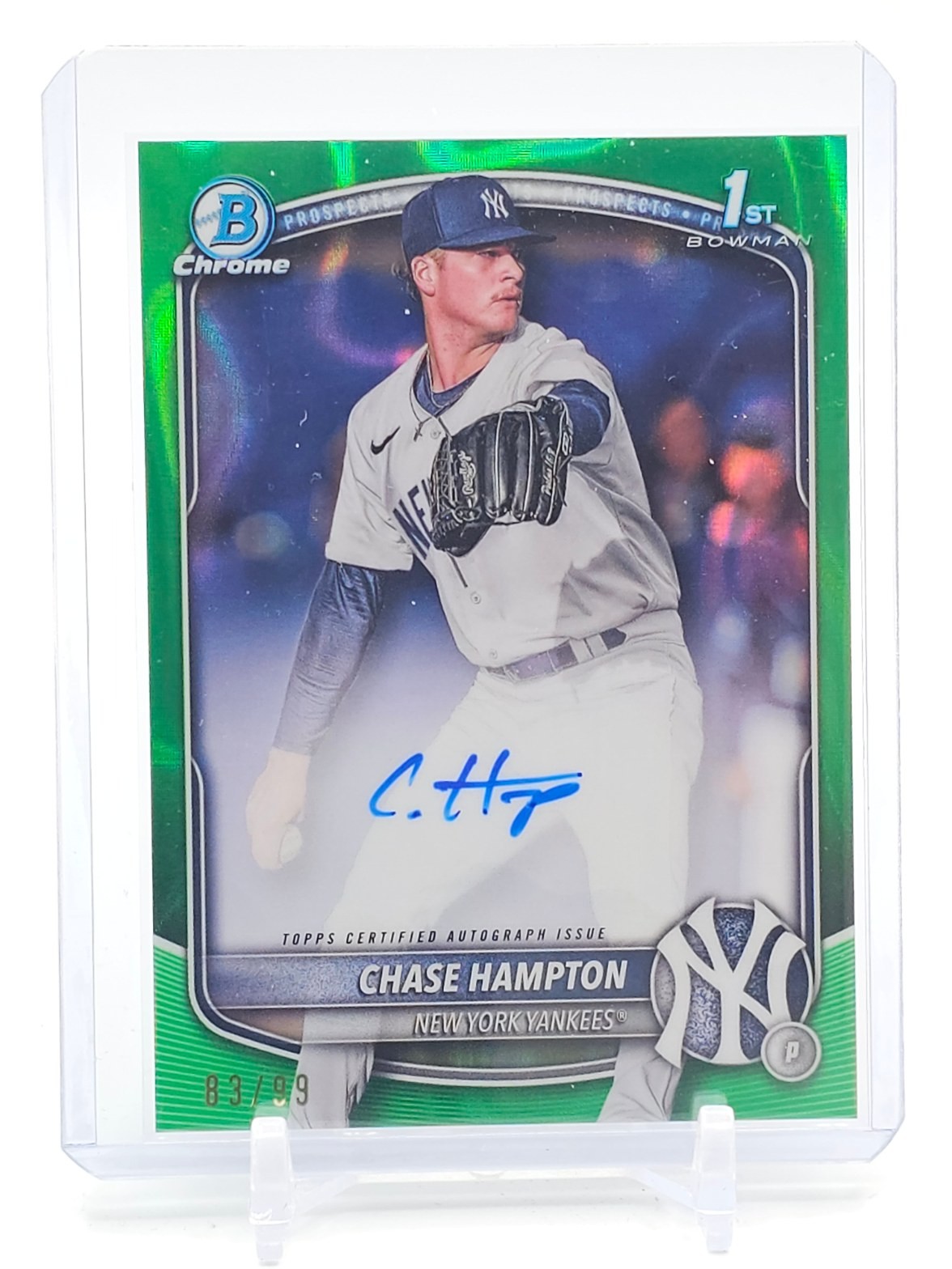 CHASE HAMPTON 2025 BOWMAN CHROME GREEN LAVA REFRACTOR 1ST /99 AUTO Q6808
