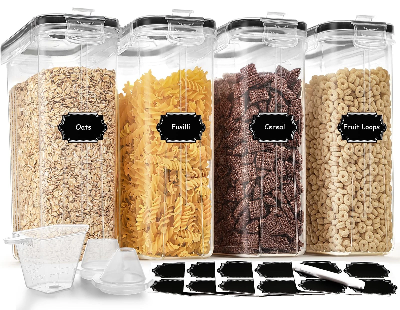 Cereal Containers Storage Set (4L / 135.2oz), 4PCS Airtight Food Storage Cont...