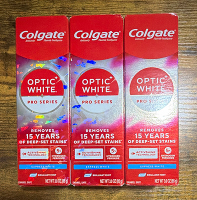 Colgate Optic White Pro Series Express White Toothpaste 3.0 oz - Lot of 3 (New)