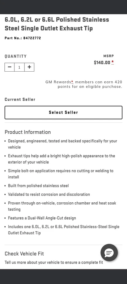 Выхлопной наконечник из полированной нержавеющей стали GMC 6,0 л, 6,2 л или 6,6 л - Изображение 3 из 3