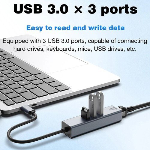 USB HUB Docking Station Type C to RJ45 1000Mbps Ethernet Adapter 3.0 HUB Gigabit - Picture 4 of 19