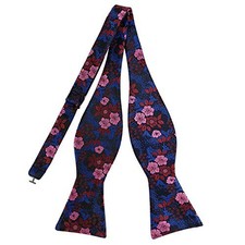 Mens Self Bow Tie Polka Dots Woven 063-black  Burgundy  Pink  Blue Florals