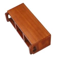  3 Compartments Wood Office Desk Organizers Makeup Brush Storage Rack