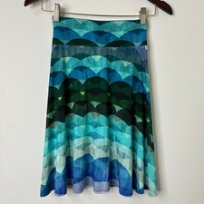 XS Y2K VTG Salaam Wave Print Midi Skirt USA Made Mermaidcore Indie Mermaidcore