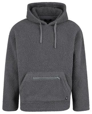 RED by EMP Herren grauer Kapuzenpullover mit kuscheligem Teddyfell