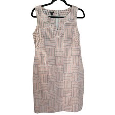 Talbots Seersucker Patchwork Shift Mini Dress red white and blue Size 6 