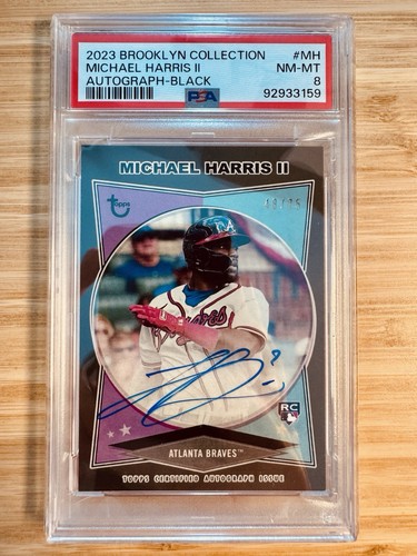 2023 Topps Brooklyn Collection Michael Harris RC Auto Black /75 PSA 8